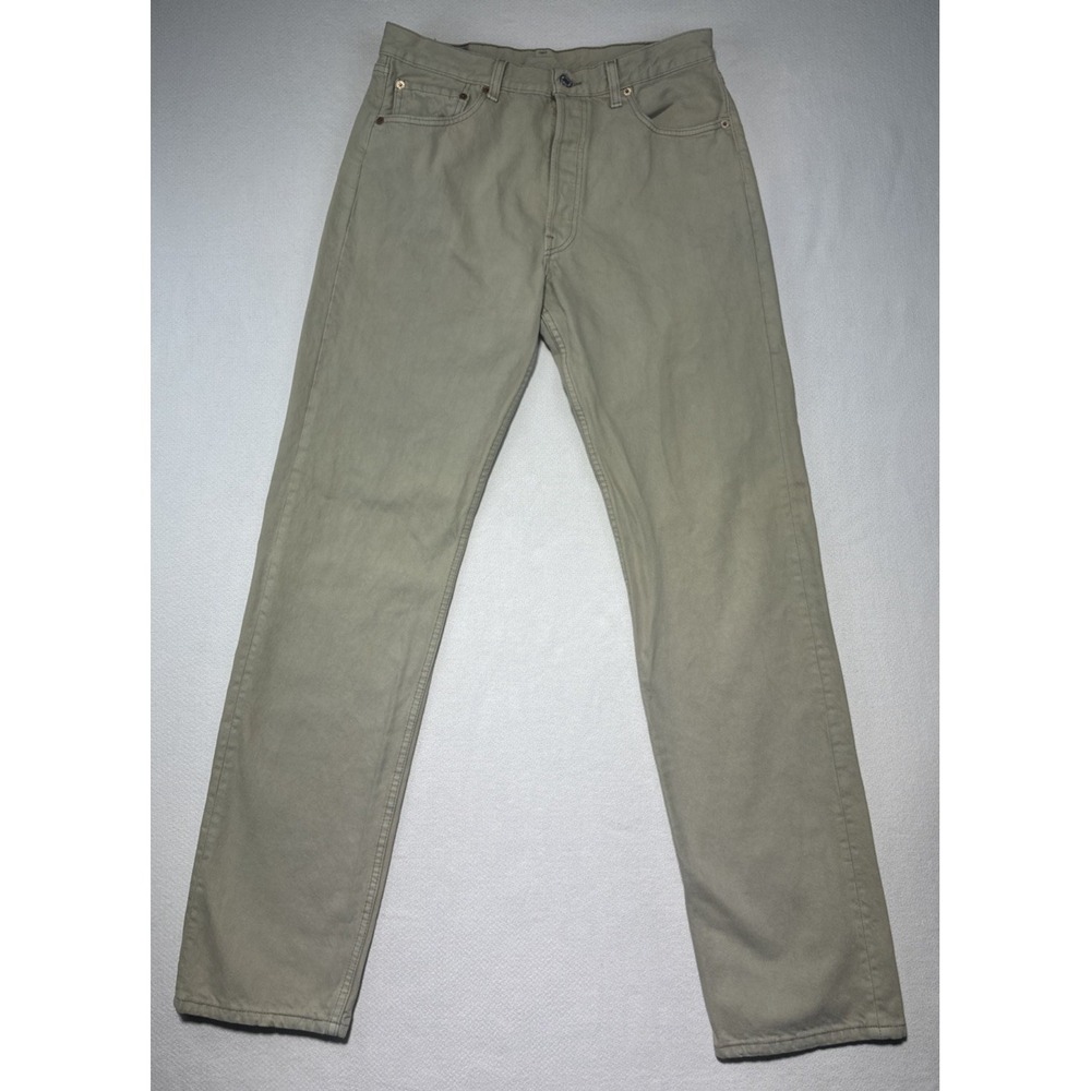Levis 501 Jeans Mens 34x36 Khaki Straight Leg Denim Button Fly